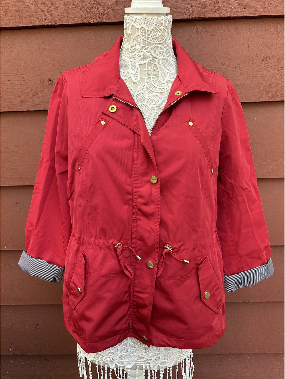 Charter Club Water Resistant Red Anorak Jacket Utility Casual
